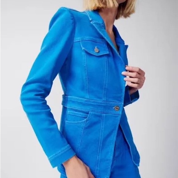 WHBM Casual Denim Blazer Isla Blue Jacket 12 SLIM FIT - Picture 3 of 4